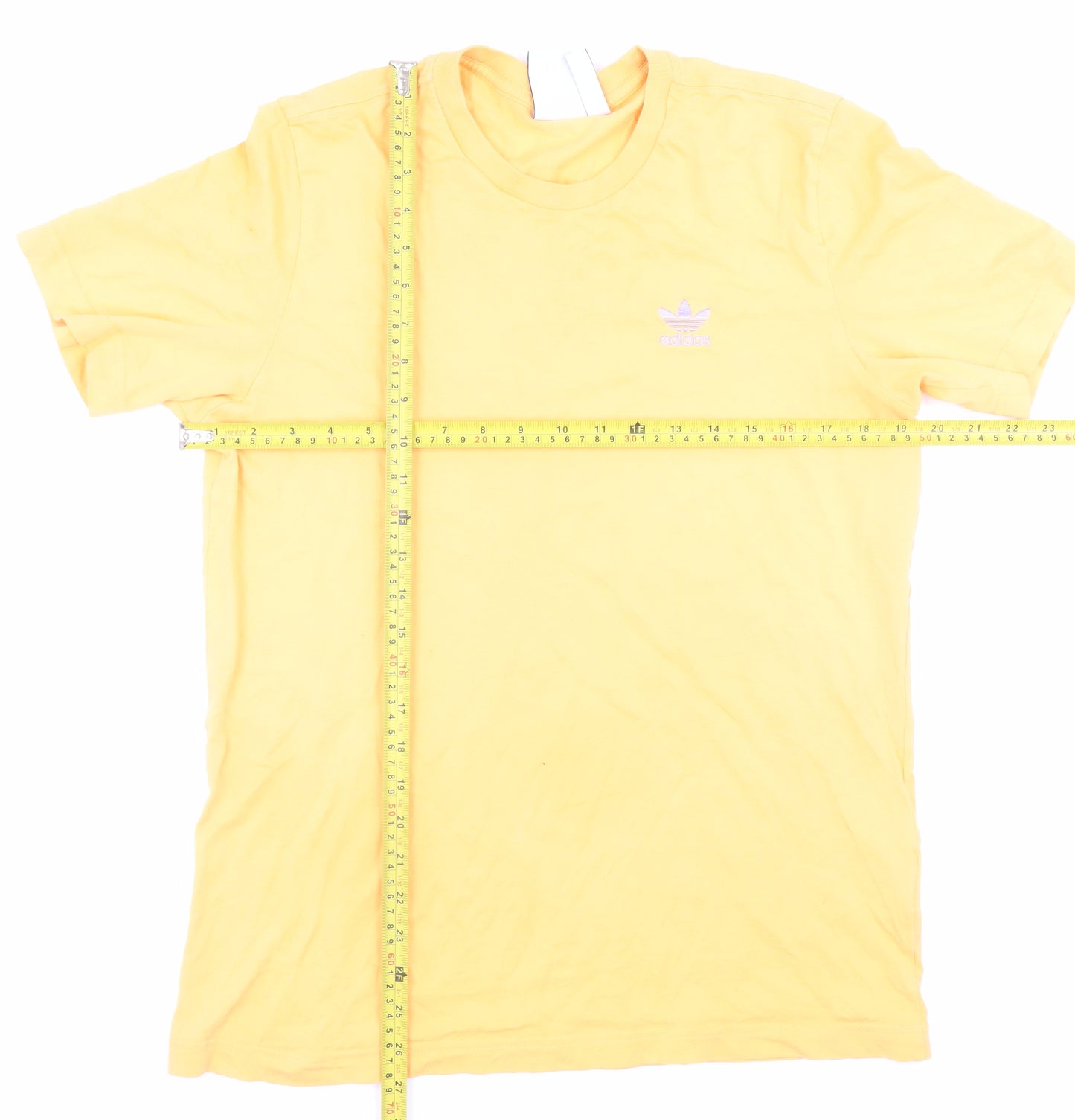 Adidas Men's Yellow Crew Neck Cotton T-Shirt Size S