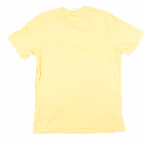 Adidas Men's Yellow Crew Neck Cotton T-Shirt Size S
