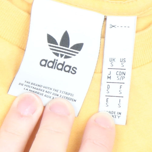 Adidas Men's Yellow Crew Neck Cotton T-Shirt Size S