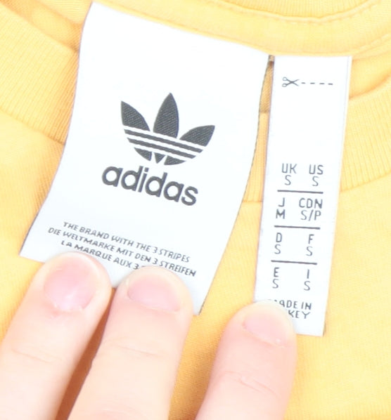 Adidas Men's Yellow Crew Neck Cotton T-Shirt Size S