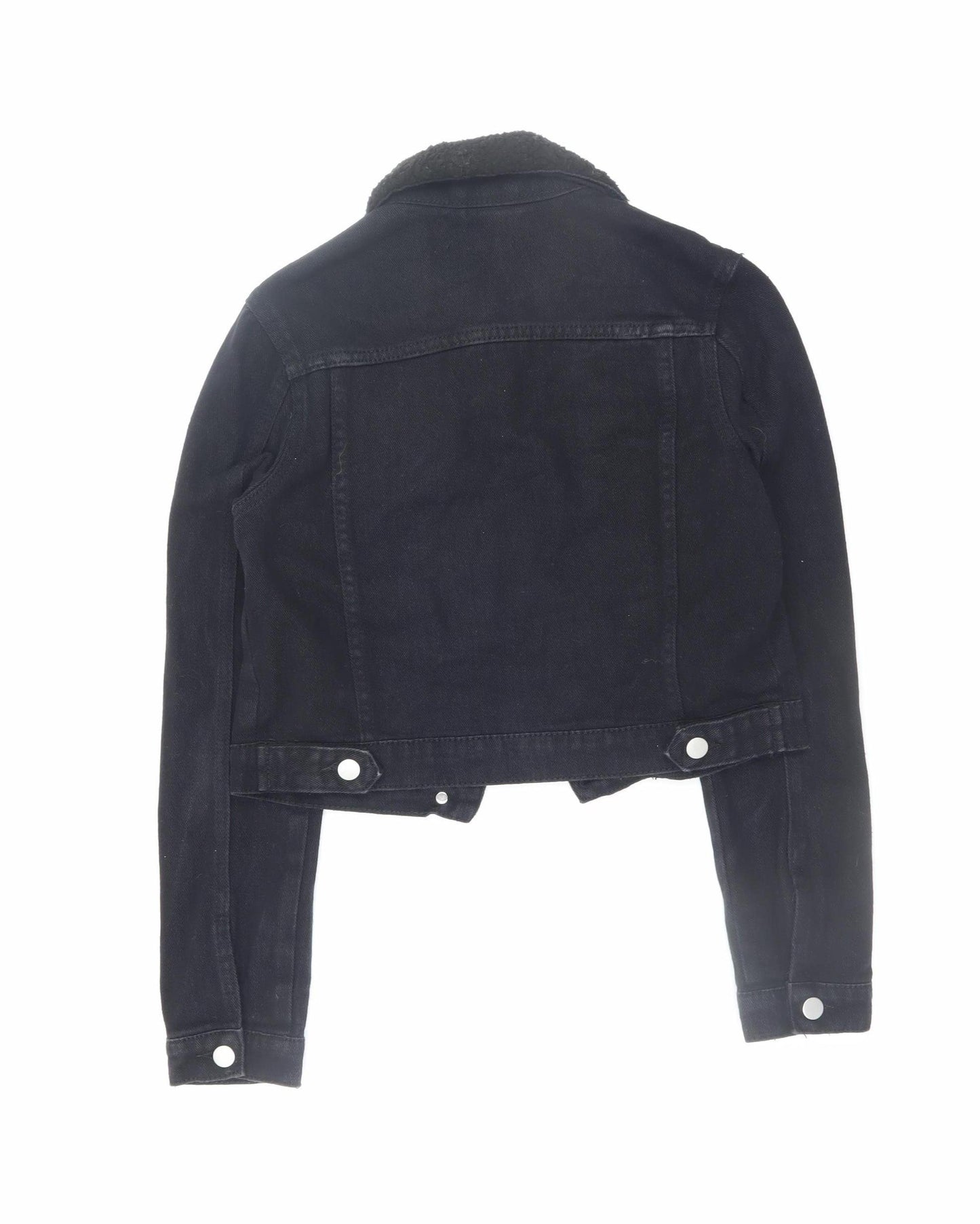 PrettyLittleThing Women’s Black Cropped Denim Jacket Size 6 Petite