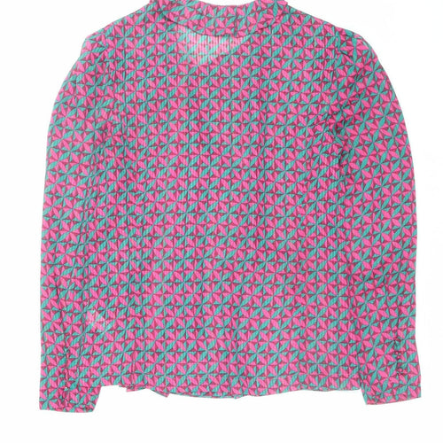 Savida Women’s Pink Geometric Ruffle Wrap Blouse Size 8