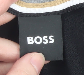 BOSS Mens Black XL Full Zip Jersey Jacket with Grey Trim