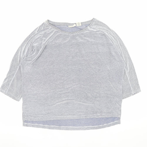 Christian Siriano Women Blue Striped Relaxed T-Shirt L