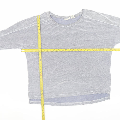 Christian Siriano Women Blue Striped Relaxed T-Shirt L