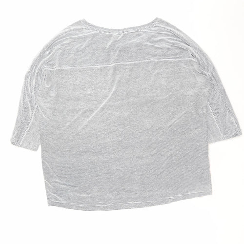 Christian Siriano Women Blue Striped Relaxed T-Shirt L