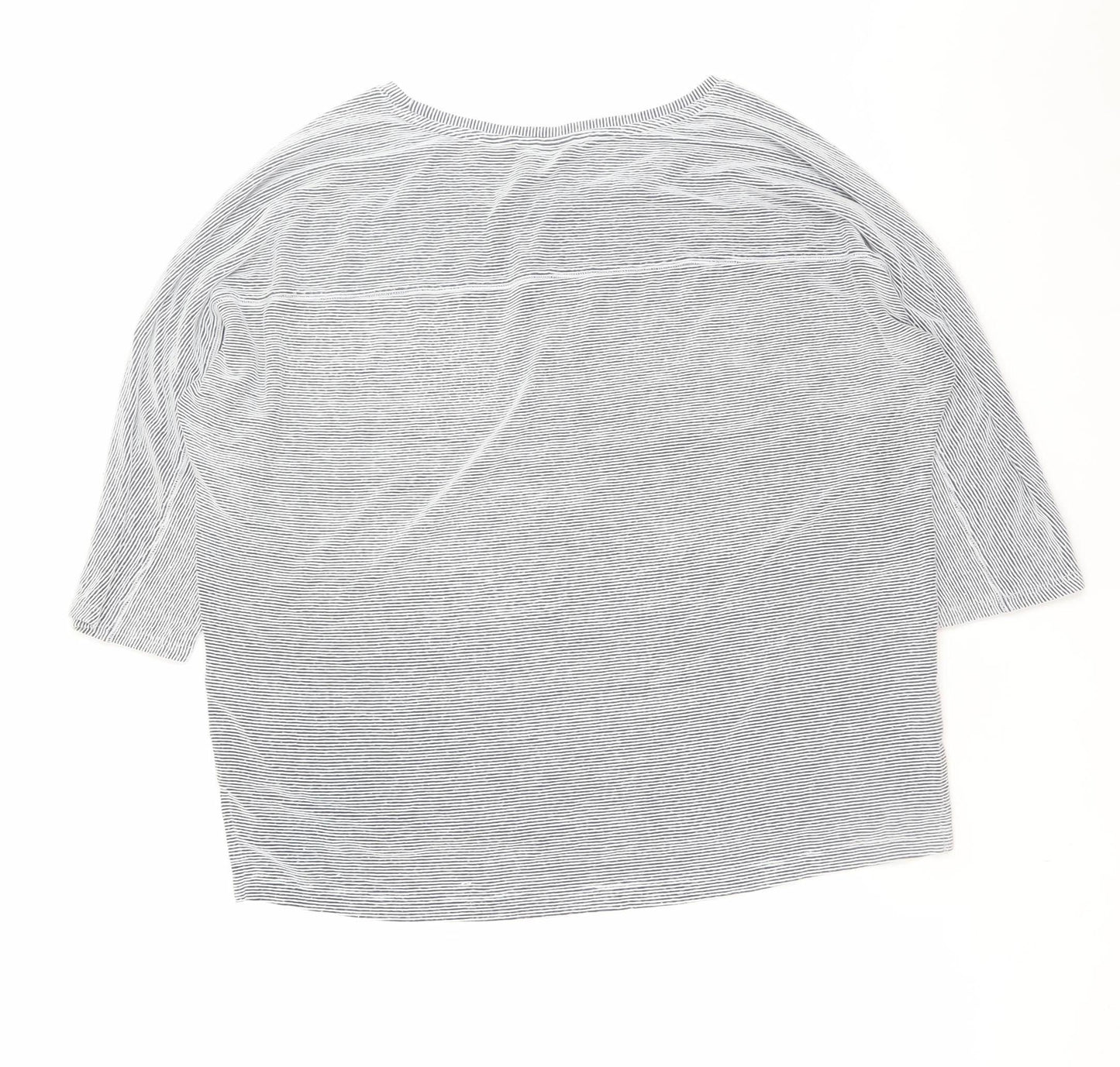 Christian Siriano Women Blue Striped Relaxed T-Shirt L