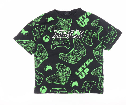 Xbox Boys Black Green Graphic Print Short Sleeve Gaming T-Shirt Size 146/152