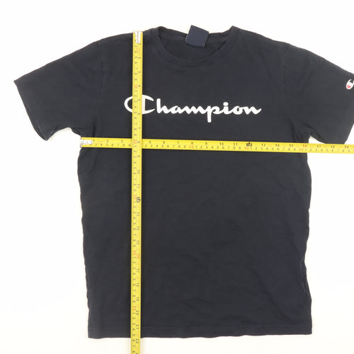 Champion Teens Black Large Crew Neck Short Sleeve Cotton Sports T-Shirt