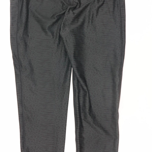 Reebok Womens Black Animal Print High Rise Ankle Leggings L
