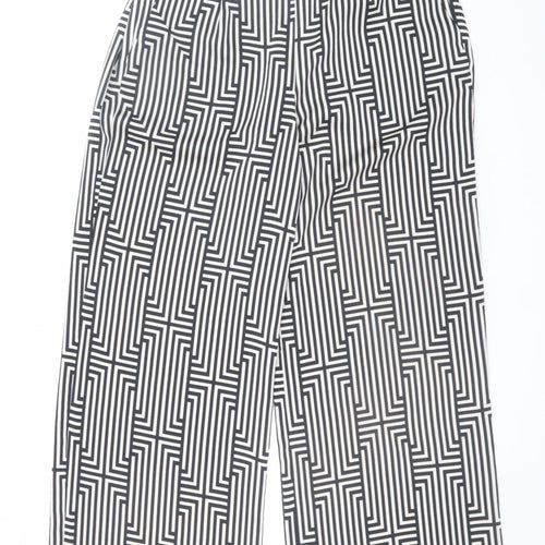 Dunnes Women’s Black Geometric Cropped Wide-Leg Trousers Size S