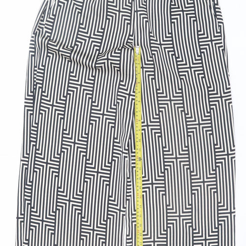 Dunnes Women’s Black Geometric Cropped Wide-Leg Trousers Size S