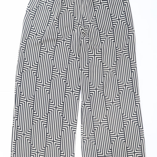 Dunnes Women’s Black Geometric Cropped Wide-Leg Trousers Size S