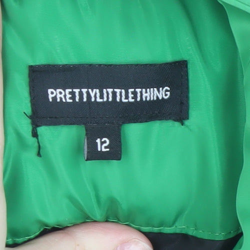 PrettyLittleThing Women's Green Puffer Waistcoat Size 12