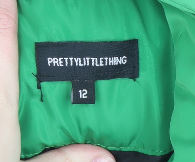 PrettyLittleThing Women's Green Puffer Waistcoat Size 12