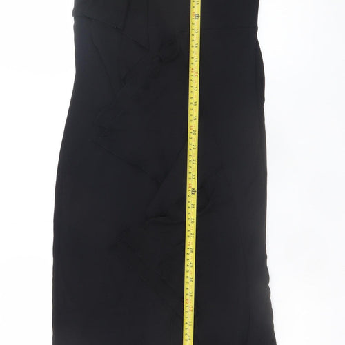 Karen Millen Women Black Size 8 Halter Neck Ruffle Bodycon Dress