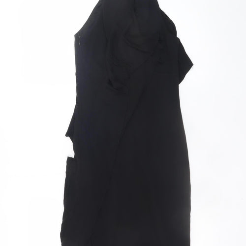 Karen Millen Women Black Size 8 Halter Neck Ruffle Bodycon Dress