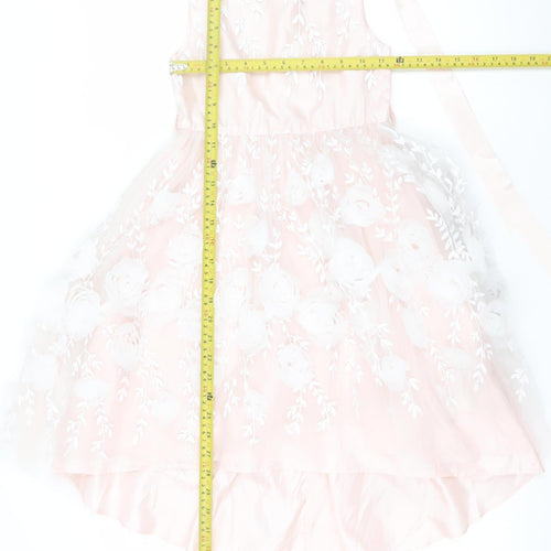 Monsoon Girls Pink Floral Embroidered A-Line Party Dress 8 Years