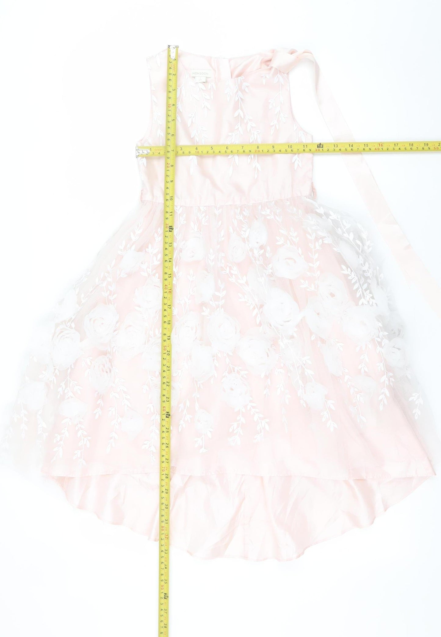 Monsoon Girls Pink Floral Embroidered A-Line Party Dress 8 Years