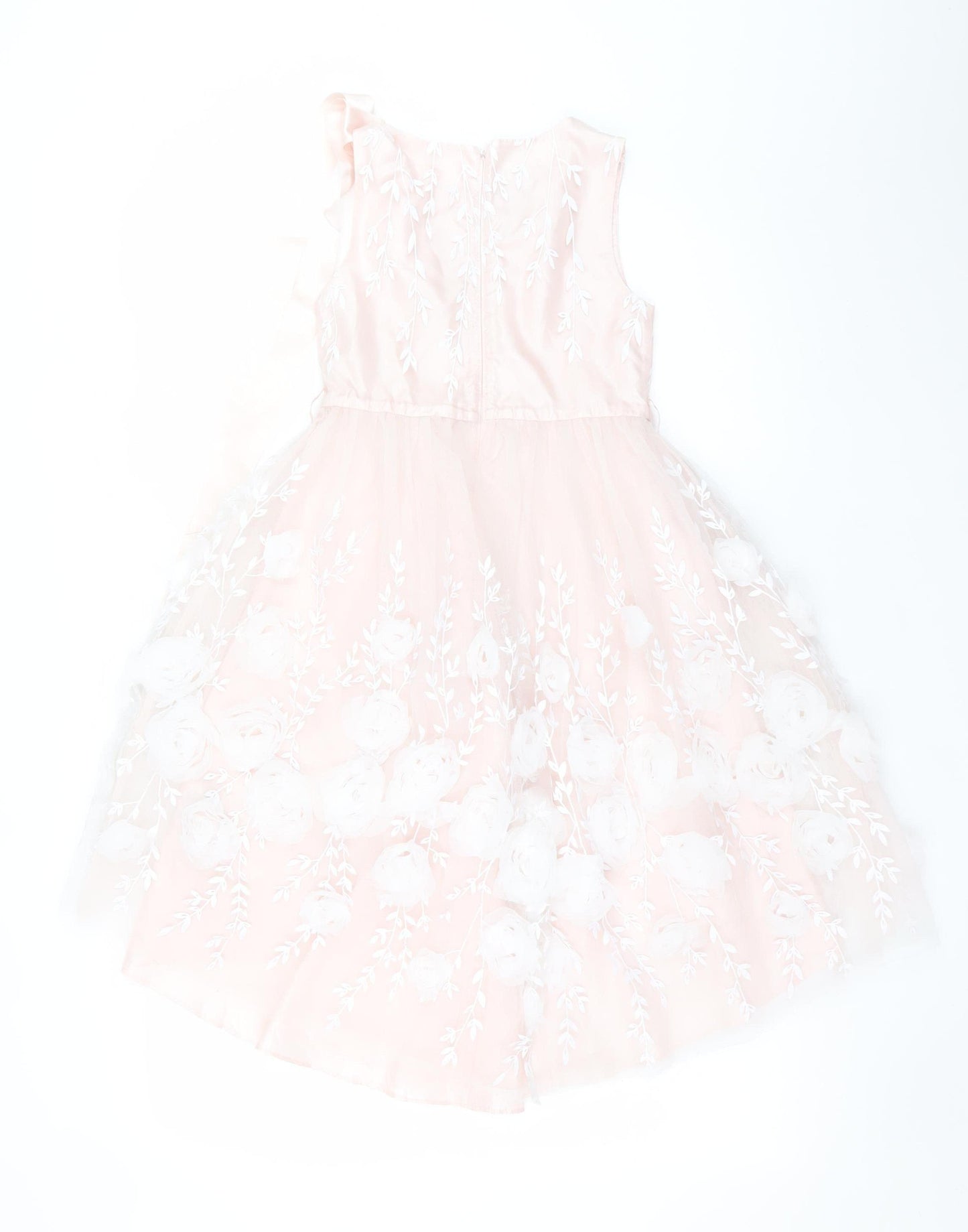 Monsoon Girls Pink Floral Embroidered A-Line Party Dress 8 Years