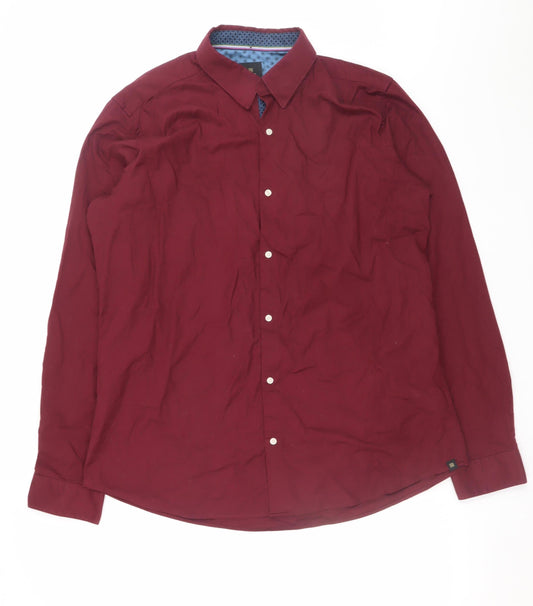 NEXT Men's Red Slim Fit Long Sleeve Formal Dress Shirt XL