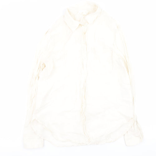 H&M Women’s Ivory Linen Button-Up Shirt Long Sleeve XS Lightweight