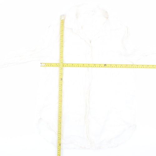 H&M Women’s Ivory Linen Button-Up Shirt Long Sleeve XS Lightweight