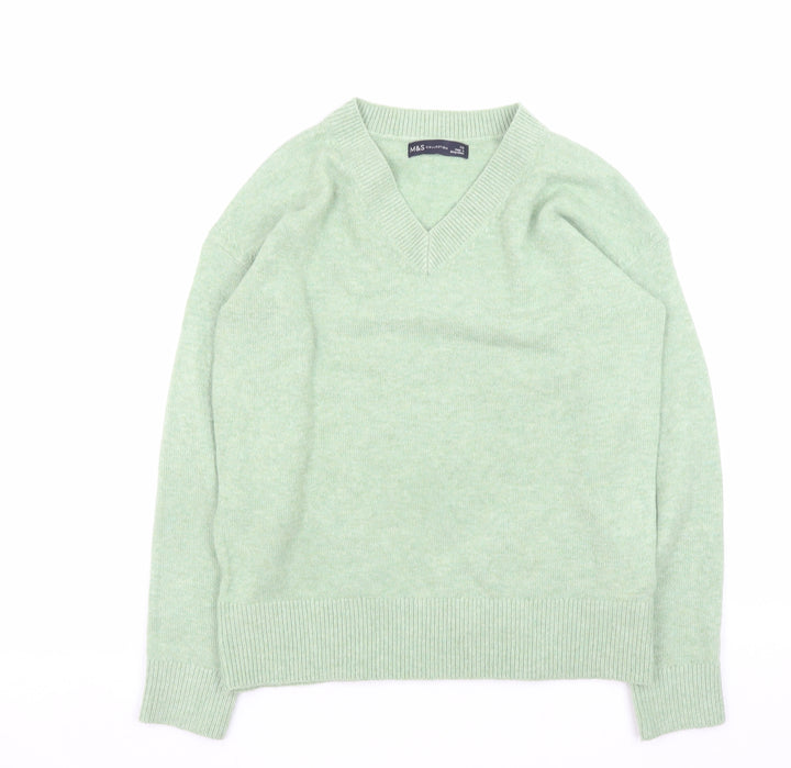 Marks and Spencer Men's Green XS V-Neck Pullover Jumper