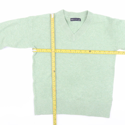 Marks and Spencer Men's Green XS V-Neck Pullover Jumper