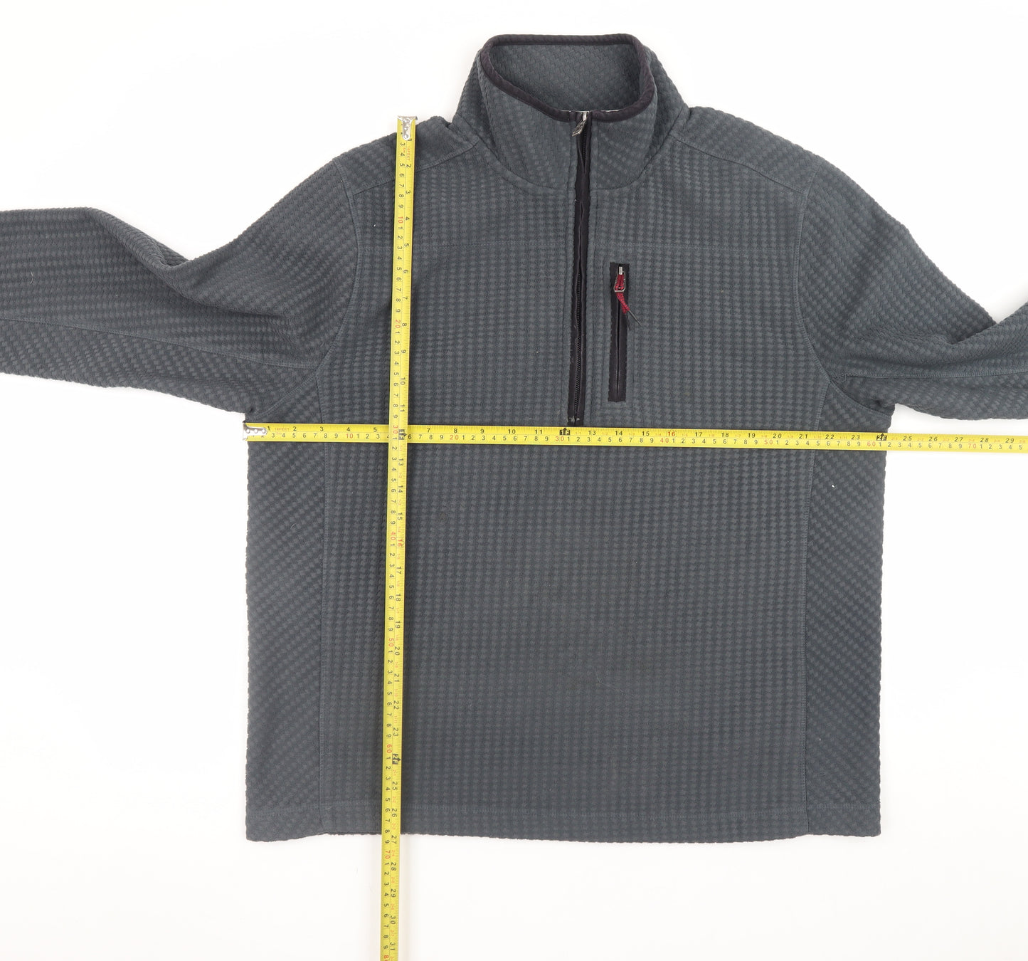 Mantaray Mens Grey Fleece 1/4 Zip Pullover Sweatshirt Size L