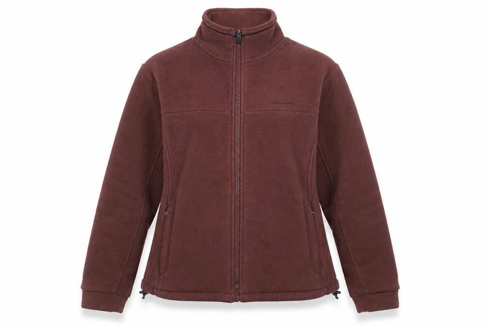 Front view of Craghoppers Women's Brown Fleece Full Zip Jacket, size S
