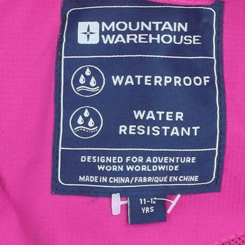 Mountain Warehouse Teens Pink Waterproof Hooded Rain Jacket 11-12 YRS