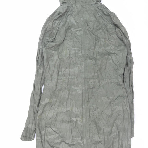 Lipsy Women Green Size 10 Hooded Parka Jacket with Zip & Drawstring