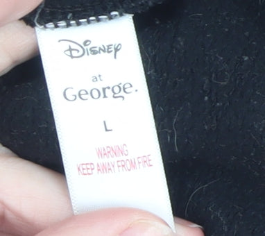 Disney at George Bambi Black Sweatshirt Women L Cotton Blend Pullover