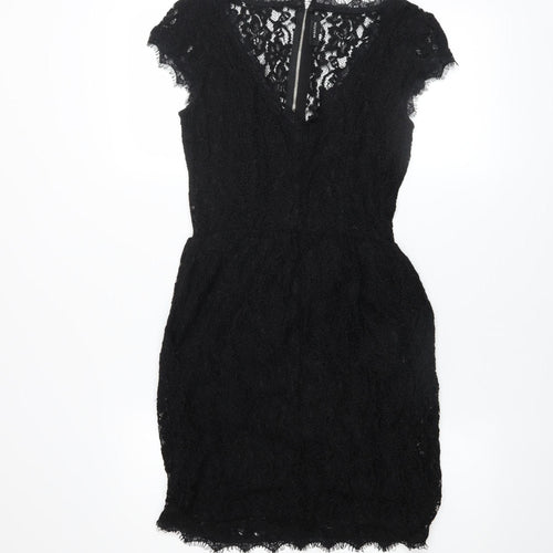 Babaton Women's Black Lace Short Sleeve Sheath Party Dress Size 6
