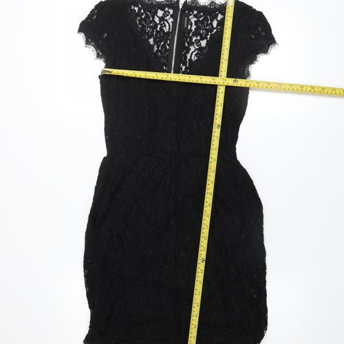 Babaton Women's Black Lace Short Sleeve Sheath Party Dress Size 6