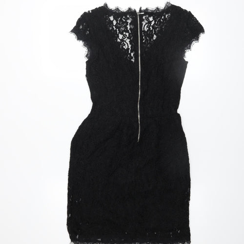Babaton Women's Black Lace Short Sleeve Sheath Party Dress Size 6