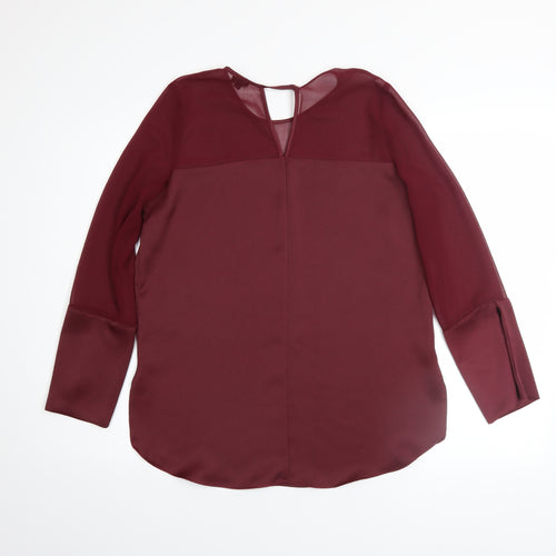 River Island Women Red Long Sleeve Chiffon Blouse Size 8