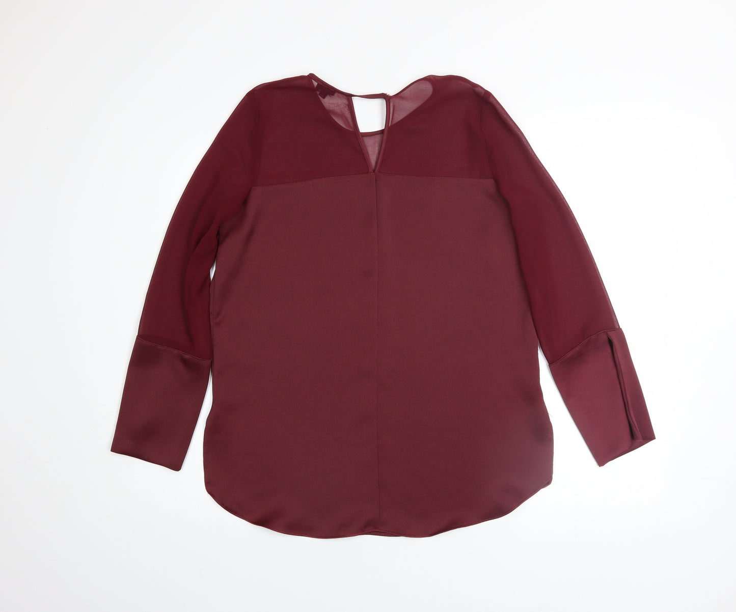 River Island Women Red Long Sleeve Chiffon Blouse Size 8