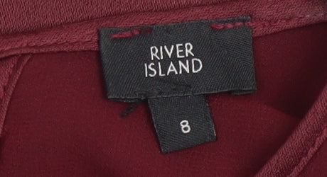 River Island Women Red Long Sleeve Chiffon Blouse Size 8