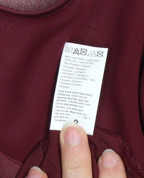 River Island Women Red Long Sleeve Chiffon Blouse Size 8