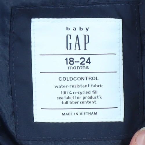 Baby GAP Unisex Blue Puffer Waistcoat 18-24 Months Water Resistant