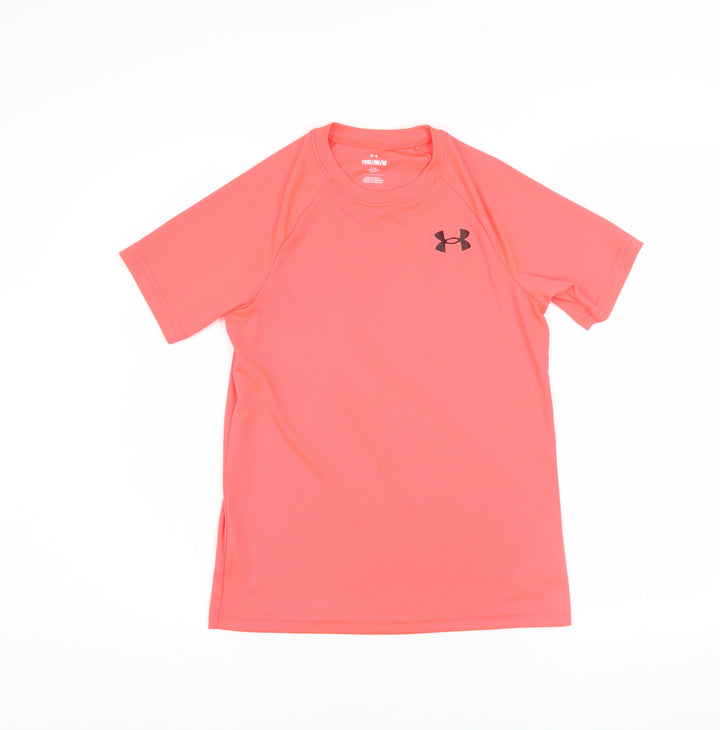 Under Armour Boys Pink Short Sleeve Active T-Shirt M Moisture Wicking