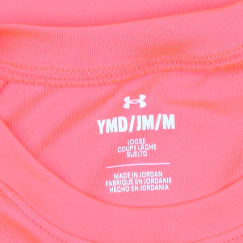 Under Armour Boys Pink Short Sleeve Active T-Shirt M Moisture Wicking