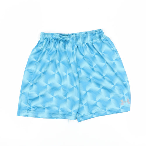 Under Armour Boys Blue Geometric Athletic Shorts Size 7 Years