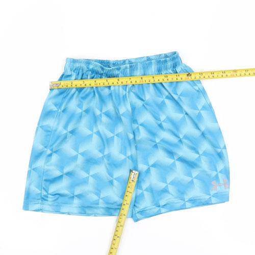 Under Armour Boys Blue Geometric Athletic Shorts Size 7 Years
