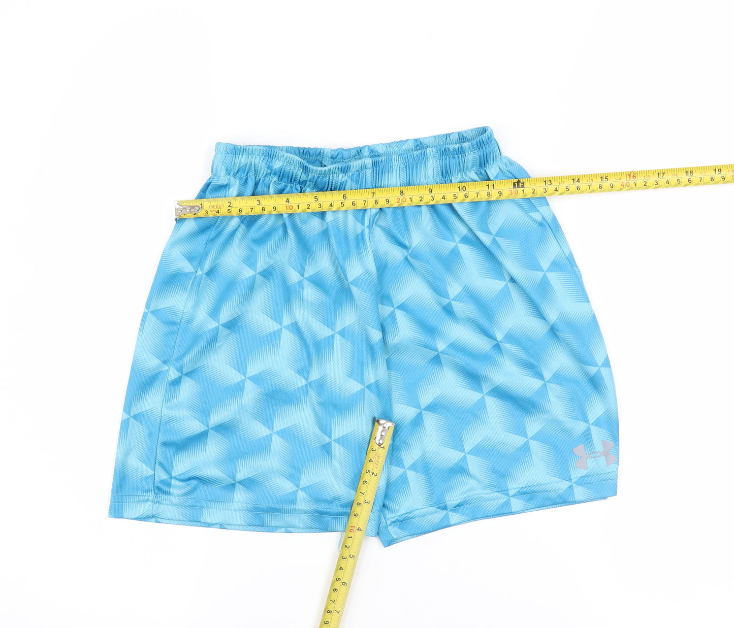 Under Armour Boys Blue Geometric Athletic Shorts Size 7 Years
