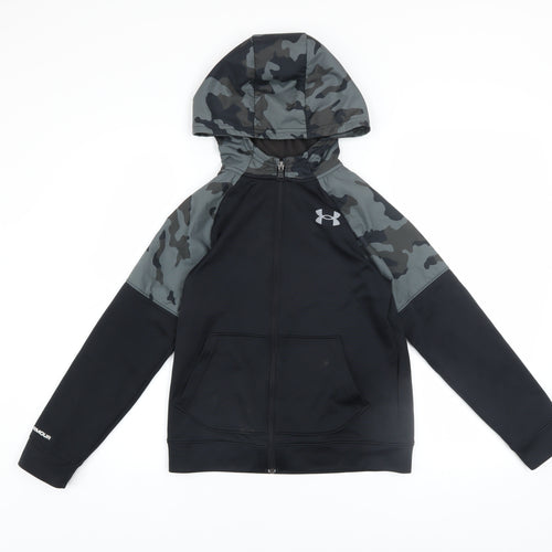 Under Armour Boys Black Camouflage Hooded Full Zip Hoodie Size 10-11 Years