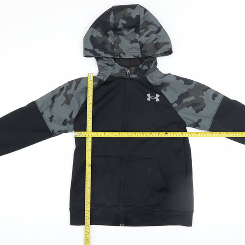 Under Armour Boys Black Camouflage Hooded Full Zip Hoodie Size 10-11 Years