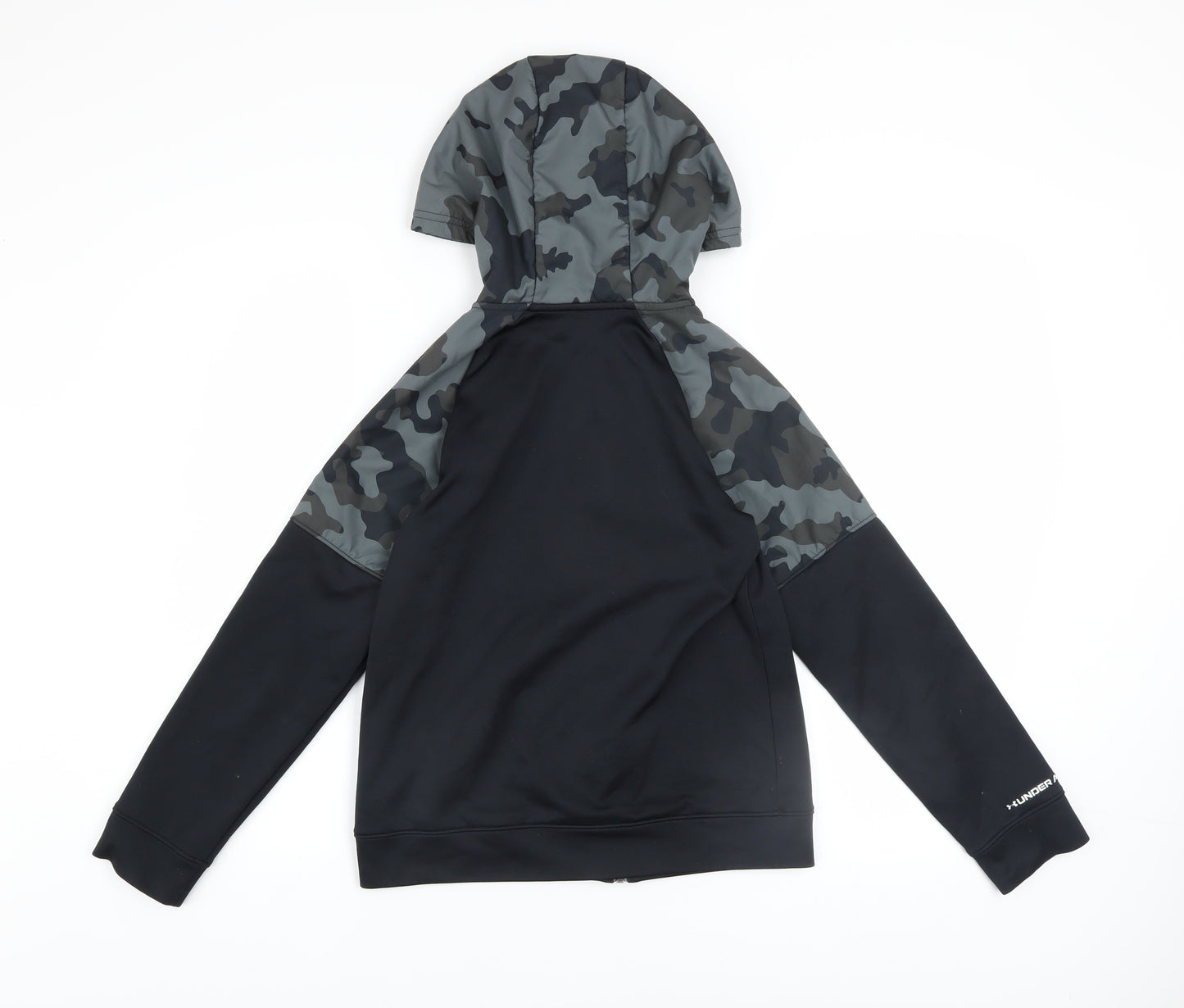 Under Armour Boys Black Camouflage Hooded Full Zip Hoodie Size 10-11 Years